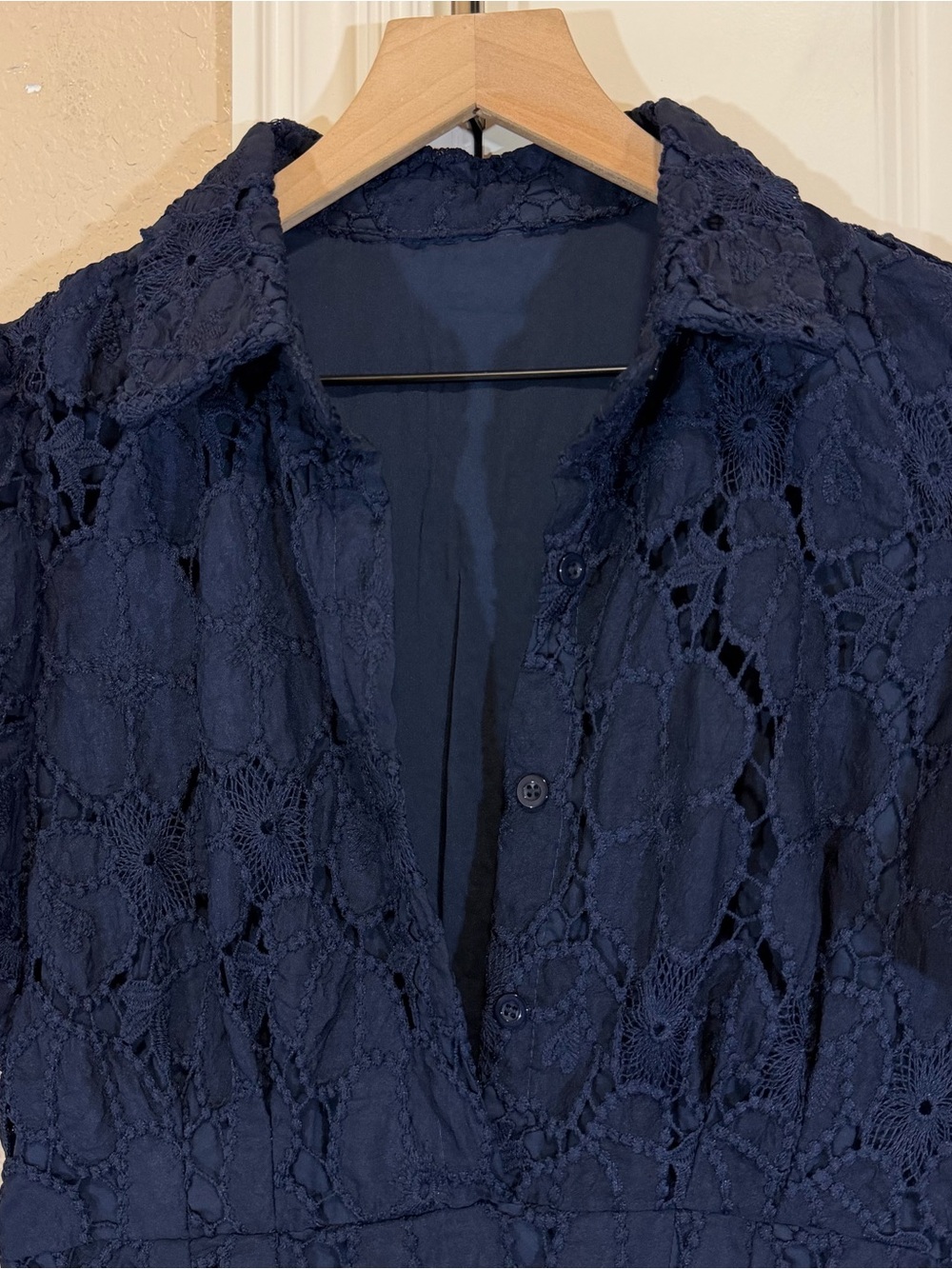 Women’s Navy Eyelet Delaney Dress Maxi - Picture 6 of 14